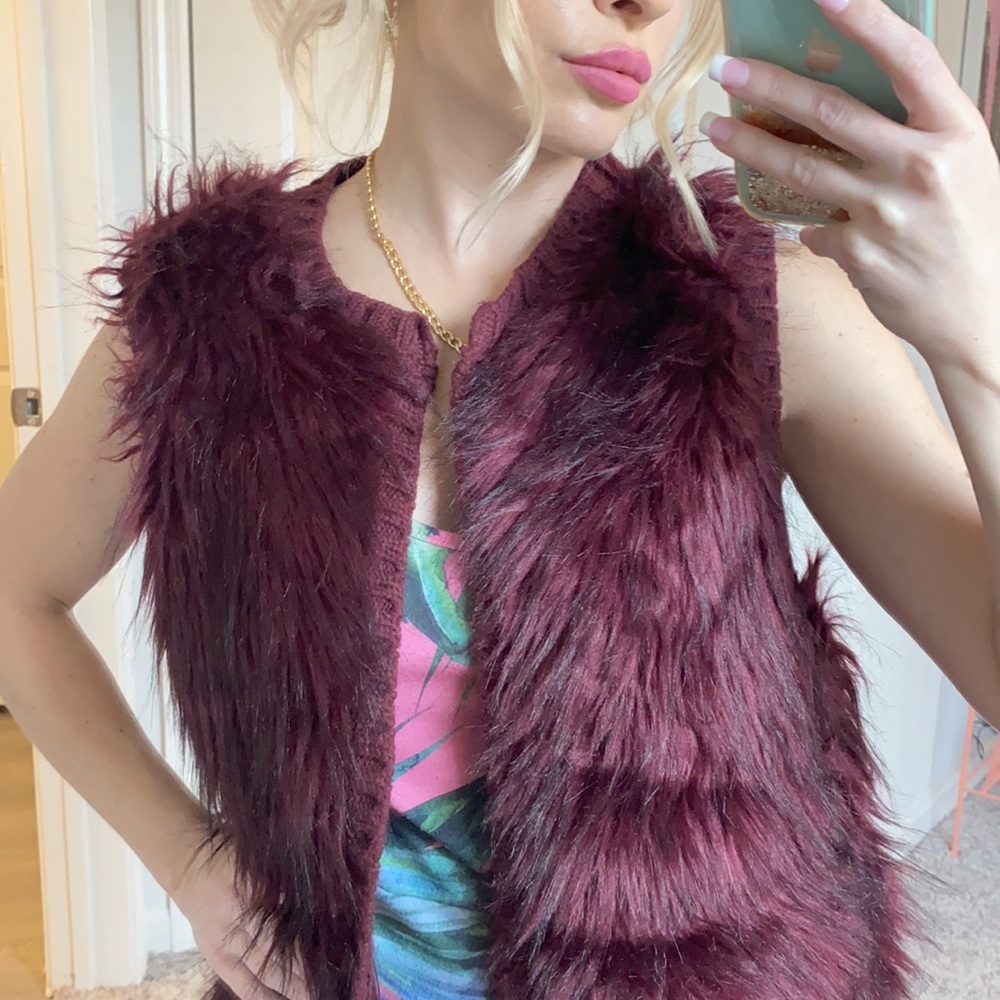 Cranberry Faux Fur Vest